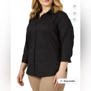 Lee Riders Women's Plus Size Quarter Sleeve Classic Button-Front Career Shirt